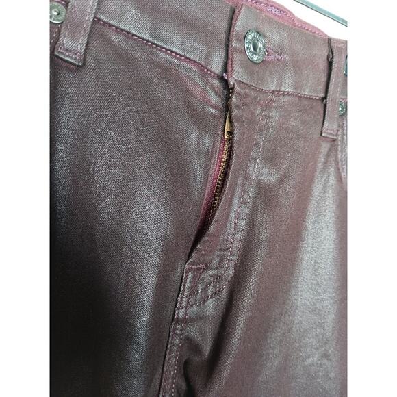 7 For All Mankind Coated Skinny Jeans Women’s 27 Dark Purple Metallic Waxed - Picture 7 of 16